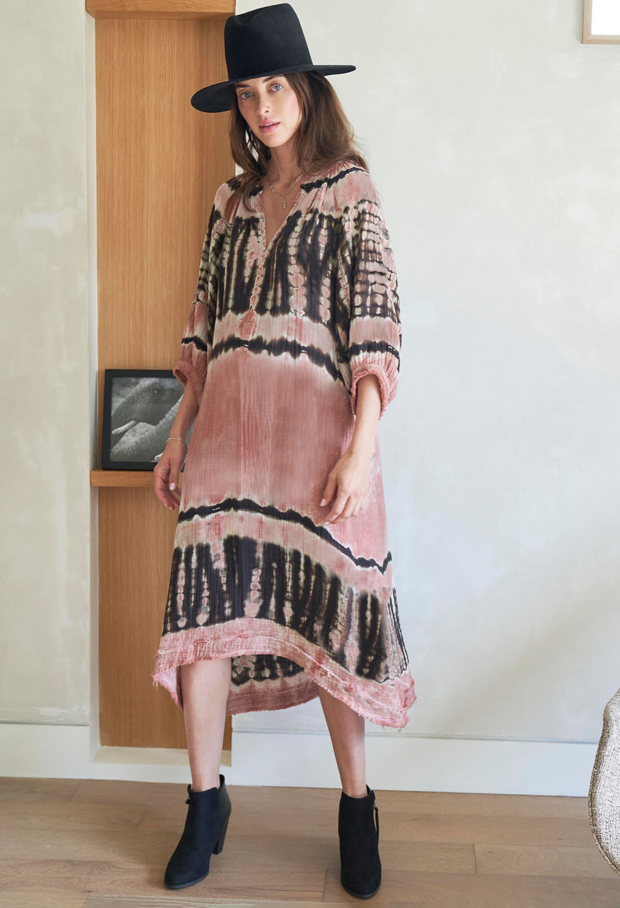 Aztec Gauze Dress with Pockets
