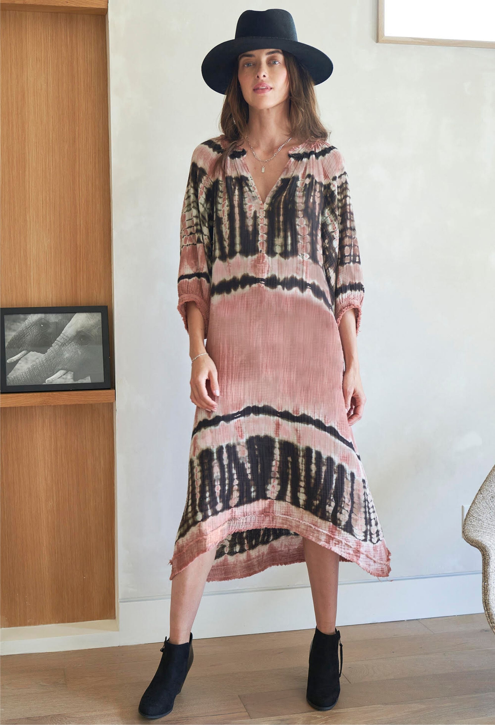 Aztec Gauze Dress with Pockets