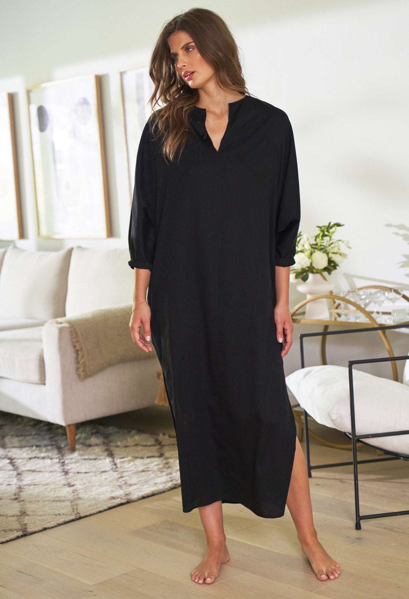 re:hOMe - Cotton Dolman Sleeve Dress - 1X - ocean+main