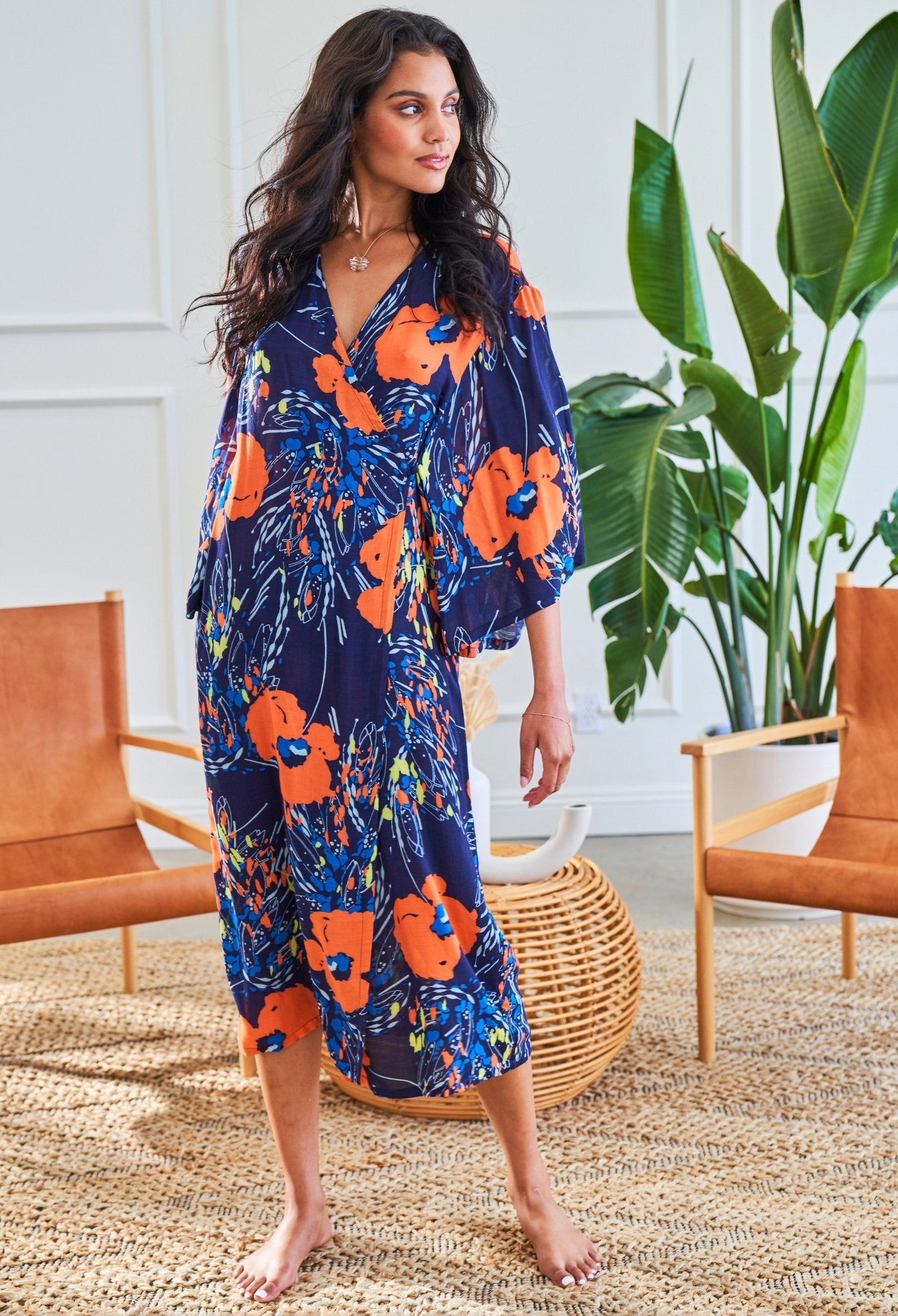 re:hOMe - Floral Kimono Wrap Duster - Multiple Sizes - ocean+main