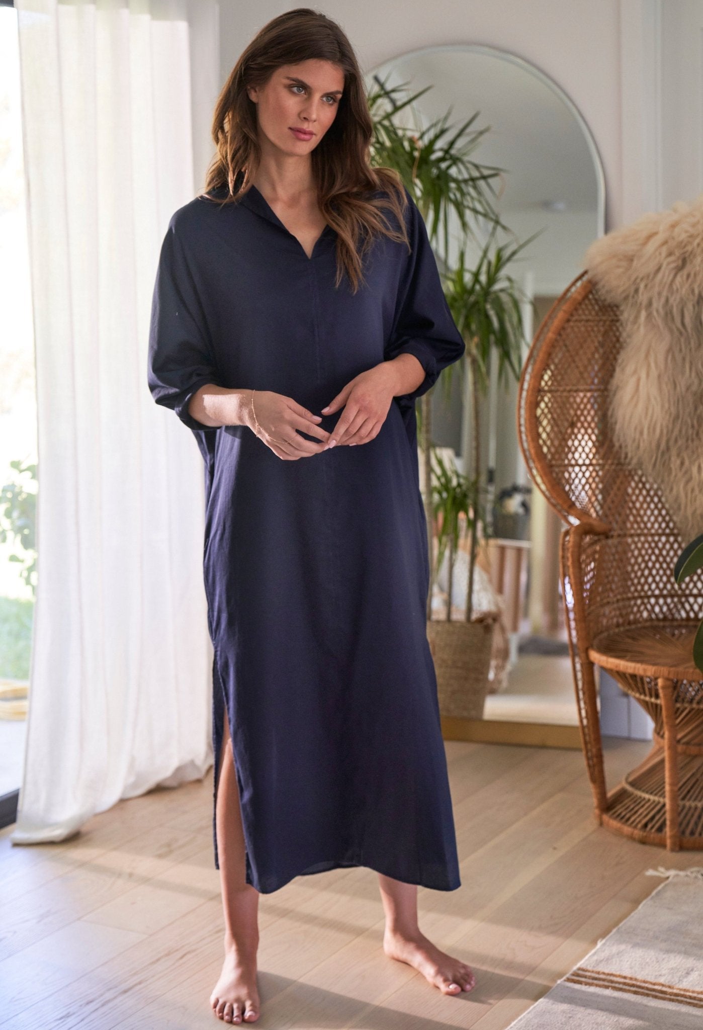 re:hOMe - Navy Cotton Dolman Sleeve Dress - s/m - ocean+main