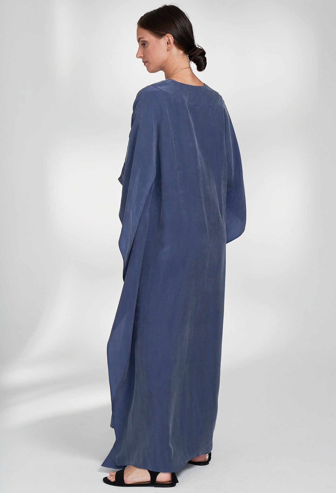 re:hOMe - Petrol Cupro Belted Long Caftan - ocean+main