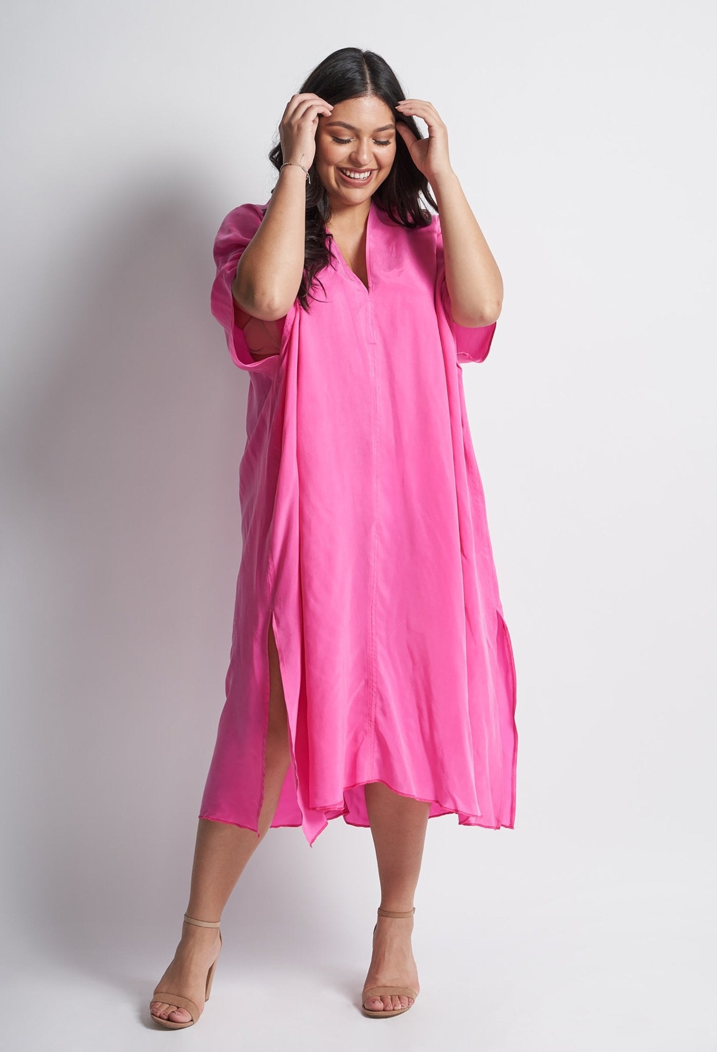 re:hOMe - Pink One Size Cupro Caftan - ocean+main