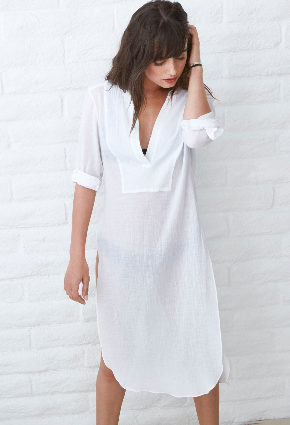 re:hOMe - UPCYCLED - The Jess Tunic - White Open Side Tunic - Multiple Sizes - ocean+main