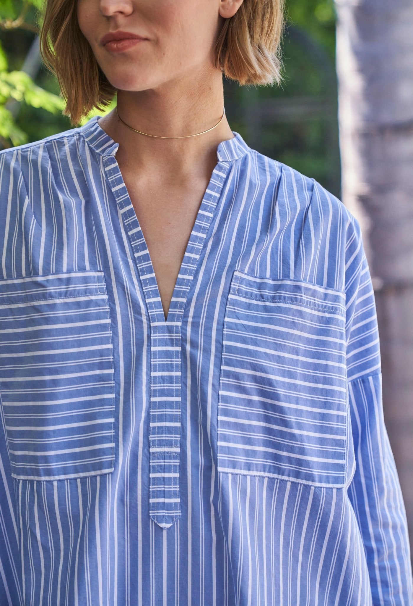 Stripe Pocket Midi Tunic Dress - ocean+main