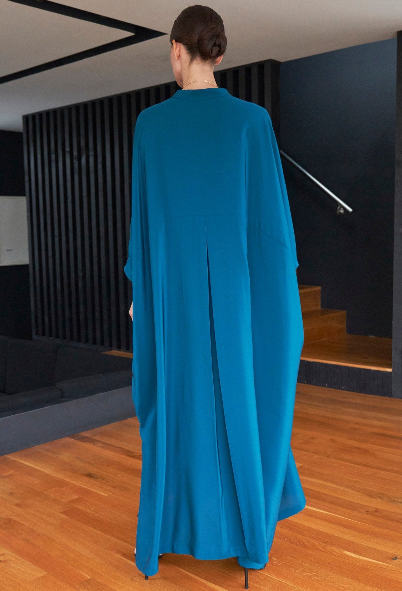 Talitha Silk Teal Caftan - ocean+main