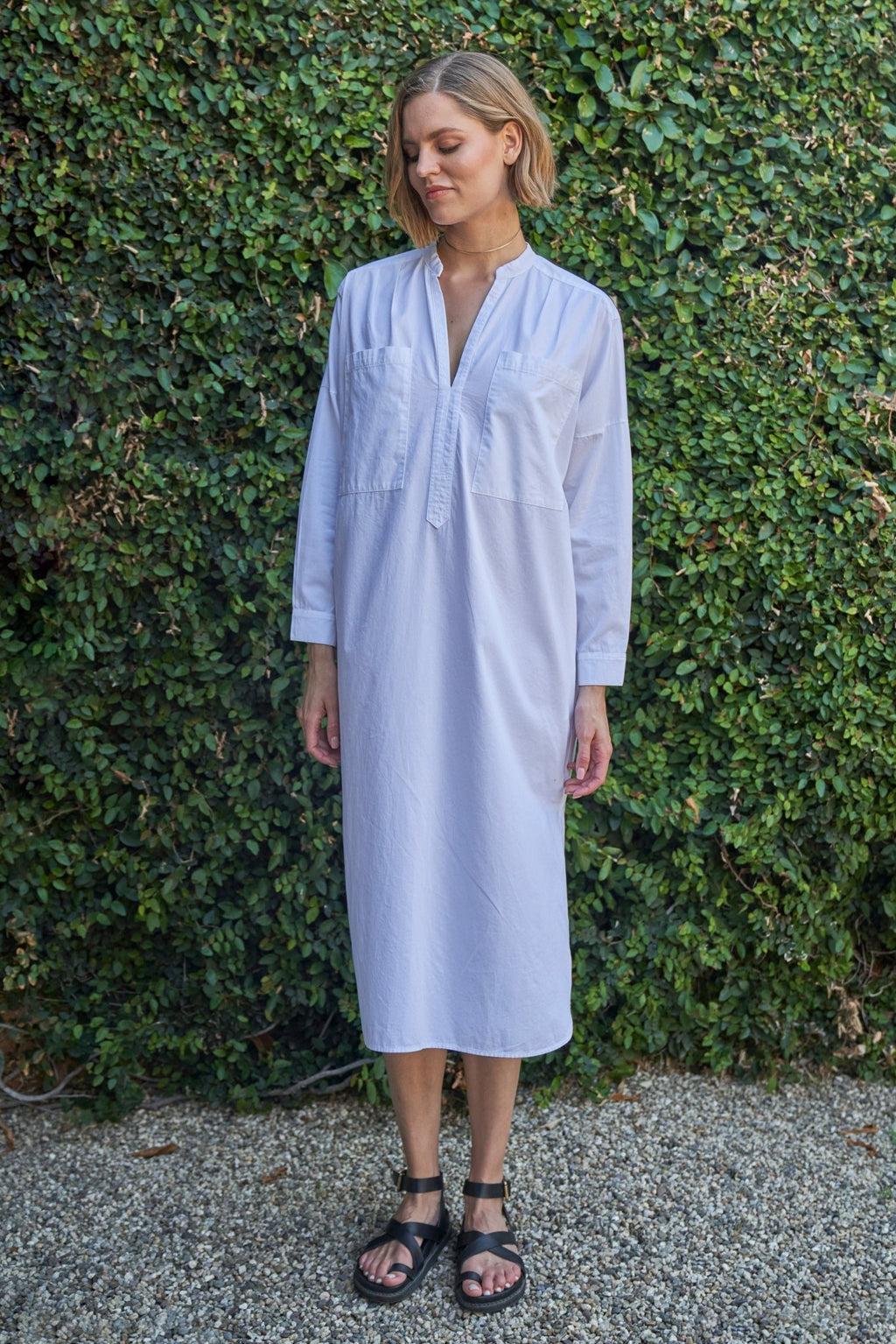 knee length dresses for ladies Tie Back Midi Dress - White main image 1