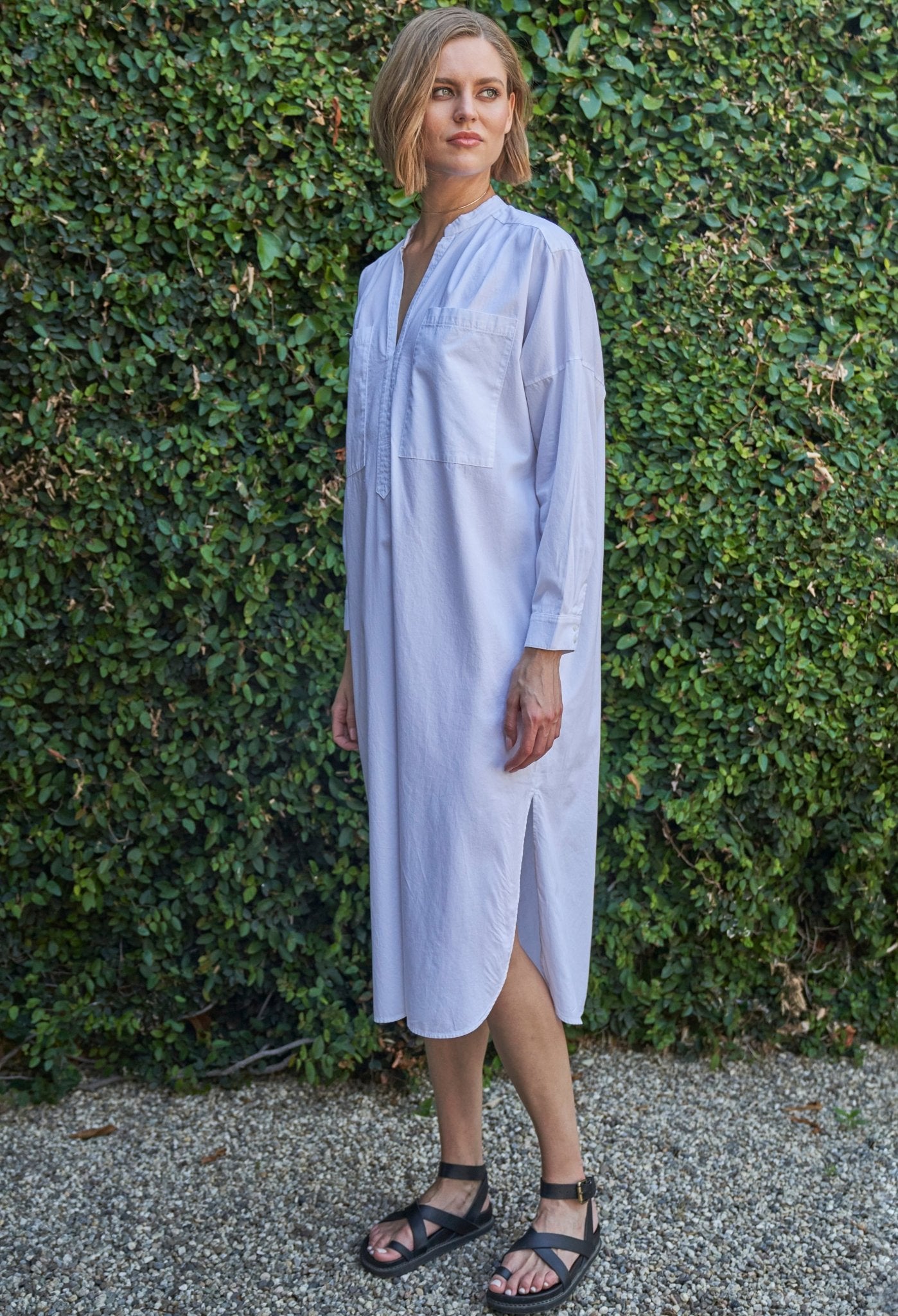 White Pocket Midi Tunic Dress - ocean+main