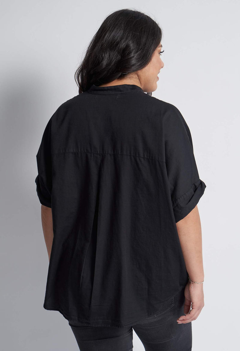 Black Cotton Easy Shirt - ocean+main