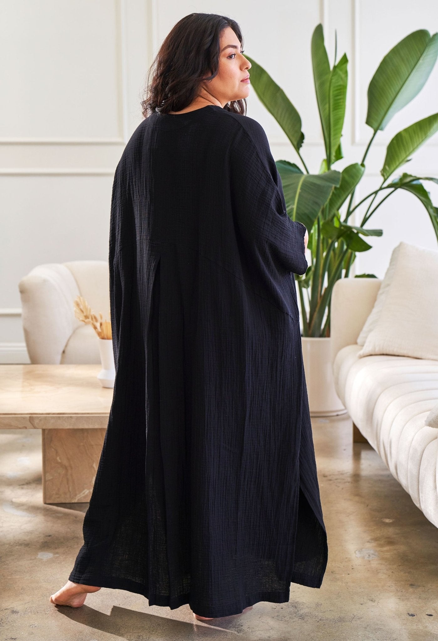 Black Cotton Talitha Gauze Caftan - ocean+main