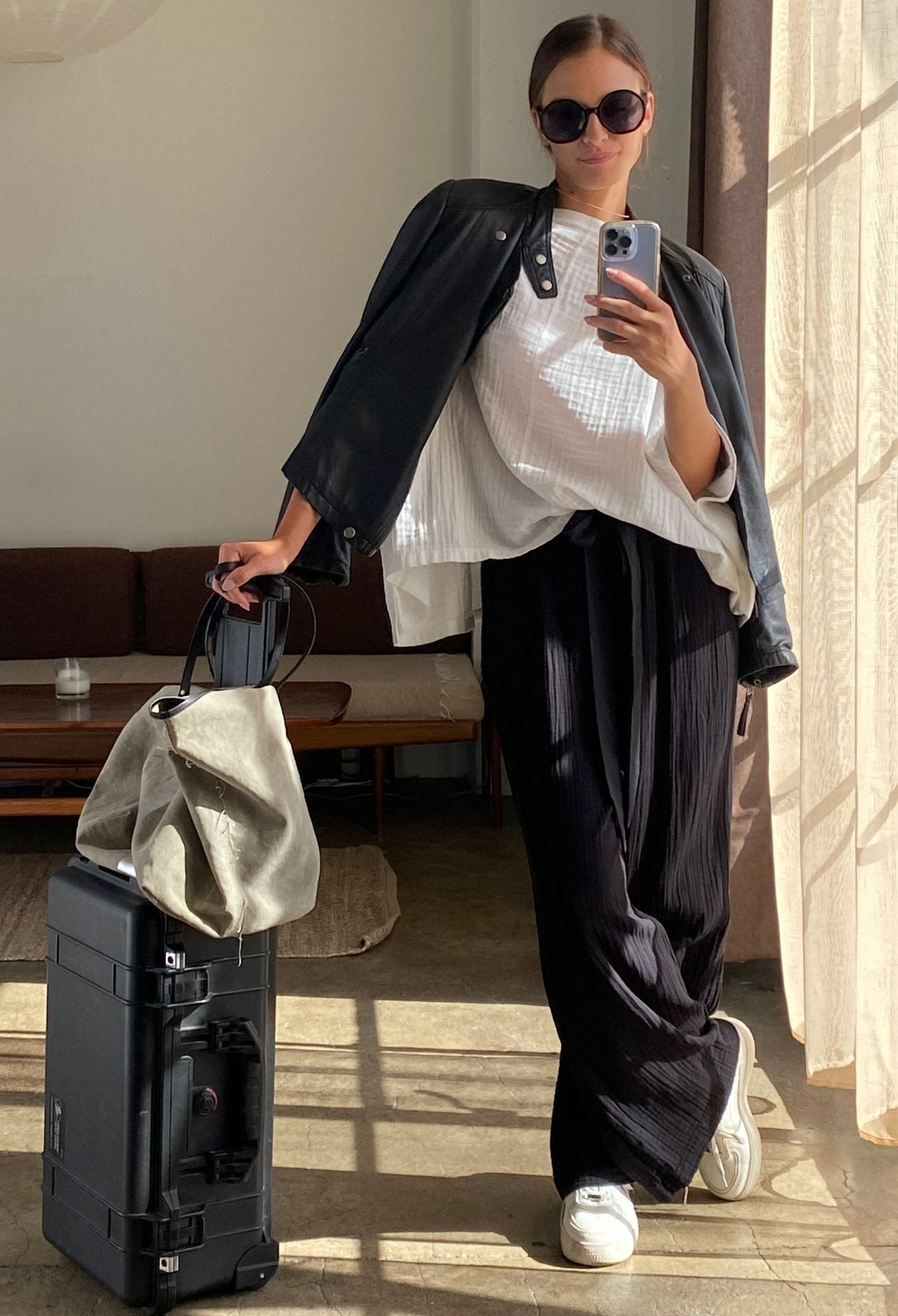 Black Cotton Gauze Palazzo Pant ocean+main