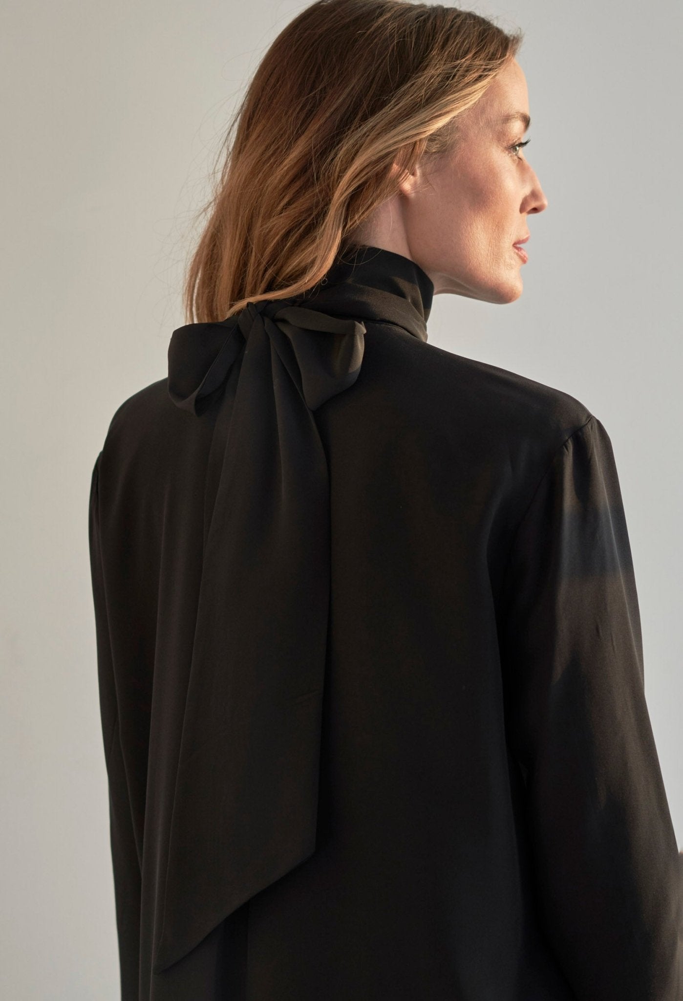 Black Scarf Neck Dress