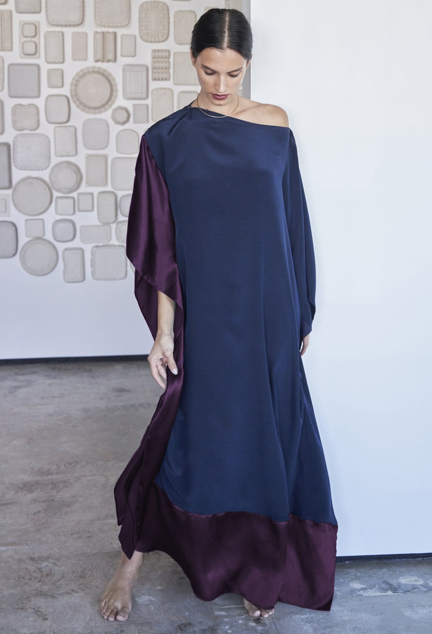 Boatneck Silk Caftan - Off the Shoulder Dress – ocean+main