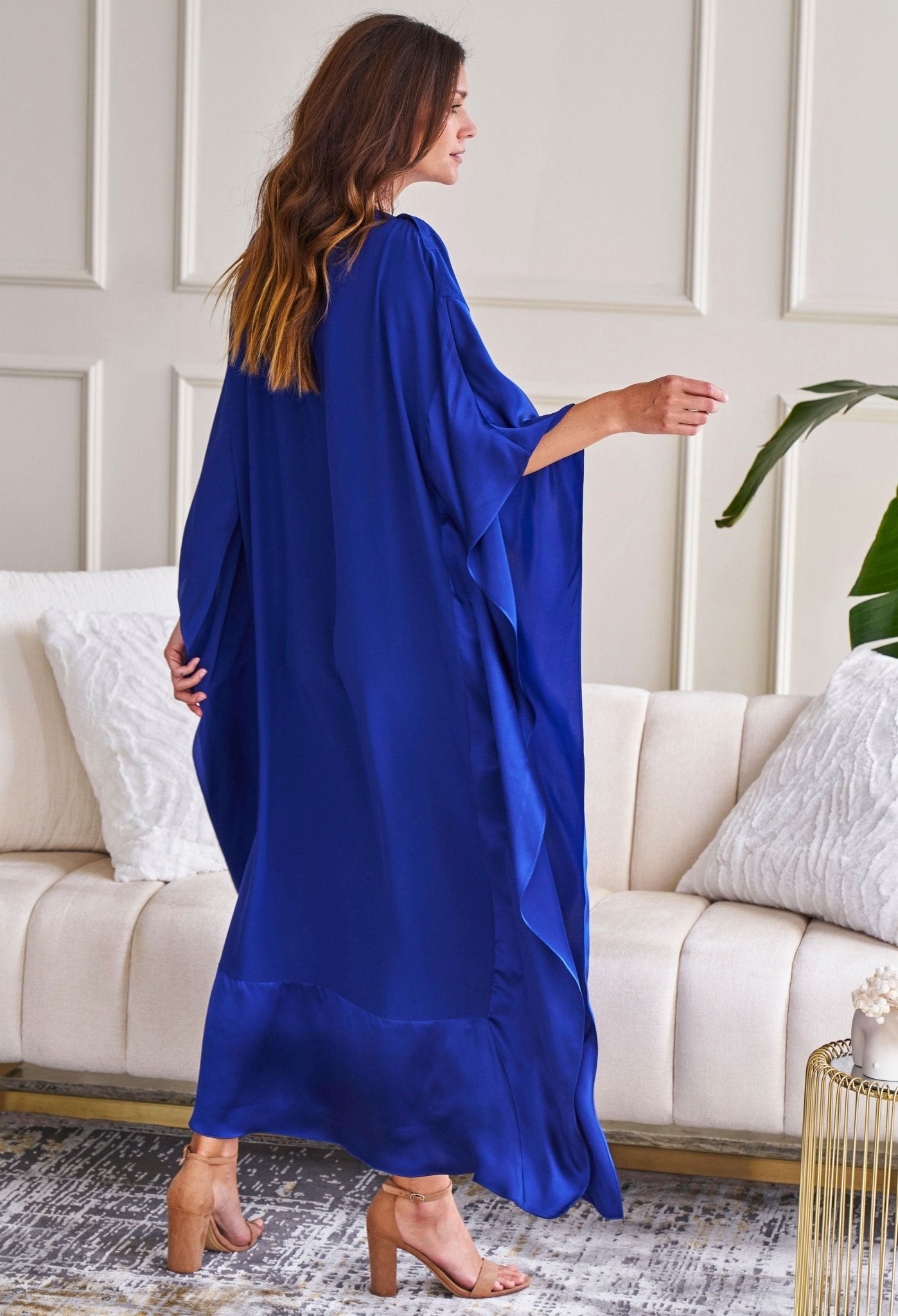 Cobalt Silk Convertible Boatneck Caftan - ocean+main