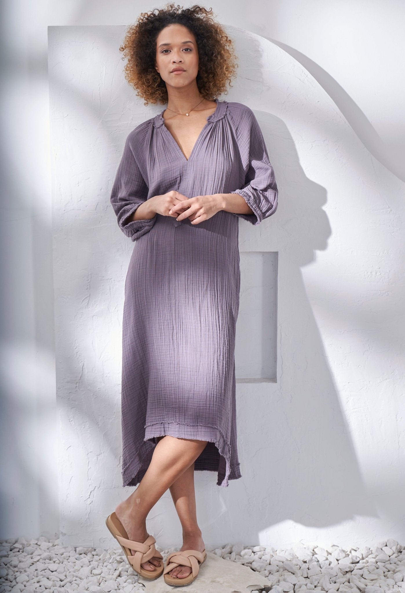 Desert Amethyst Gauze Dress with Pockets - ocean+main