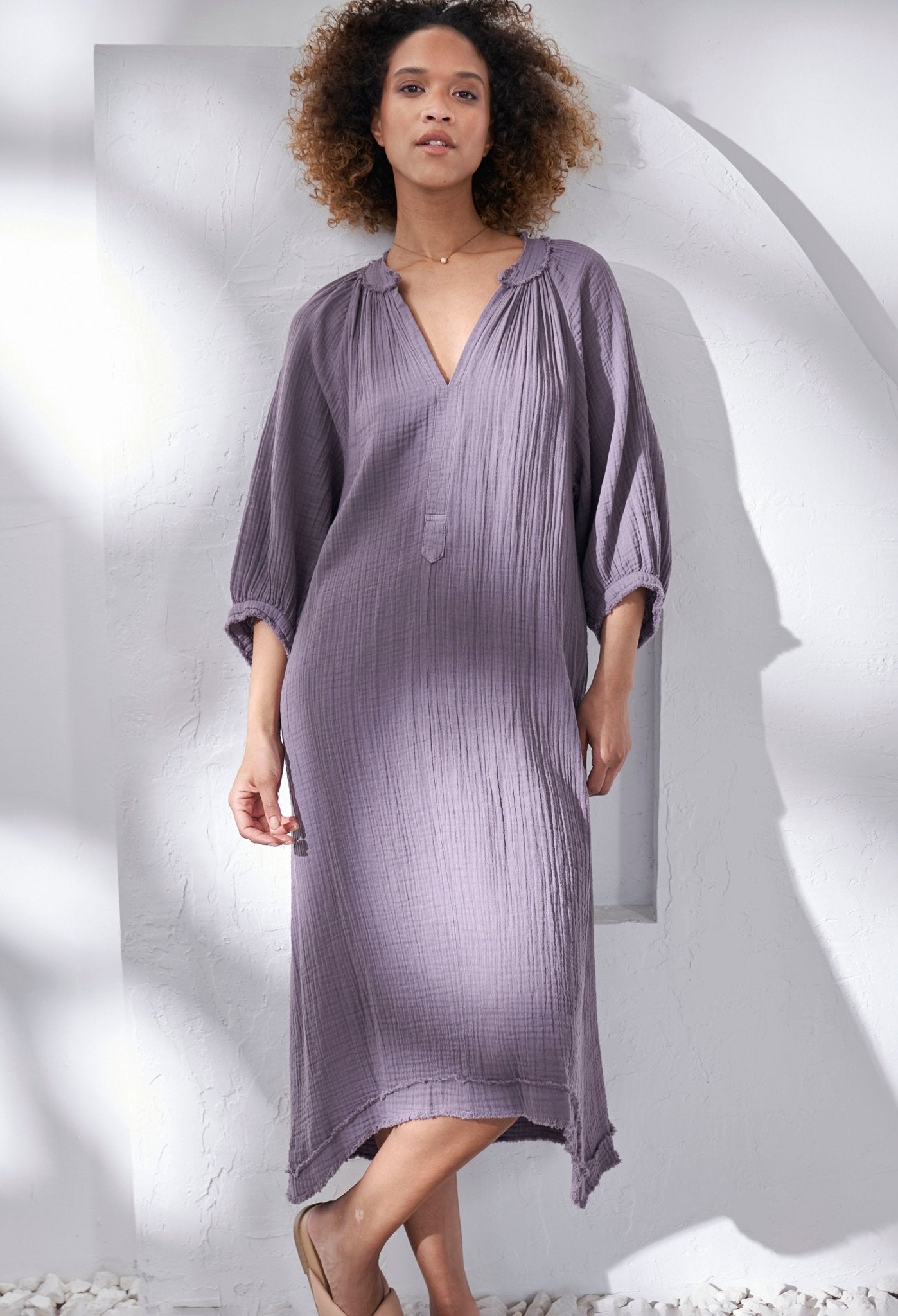 Desert Amethyst Gauze Dress with Pockets - ocean+main