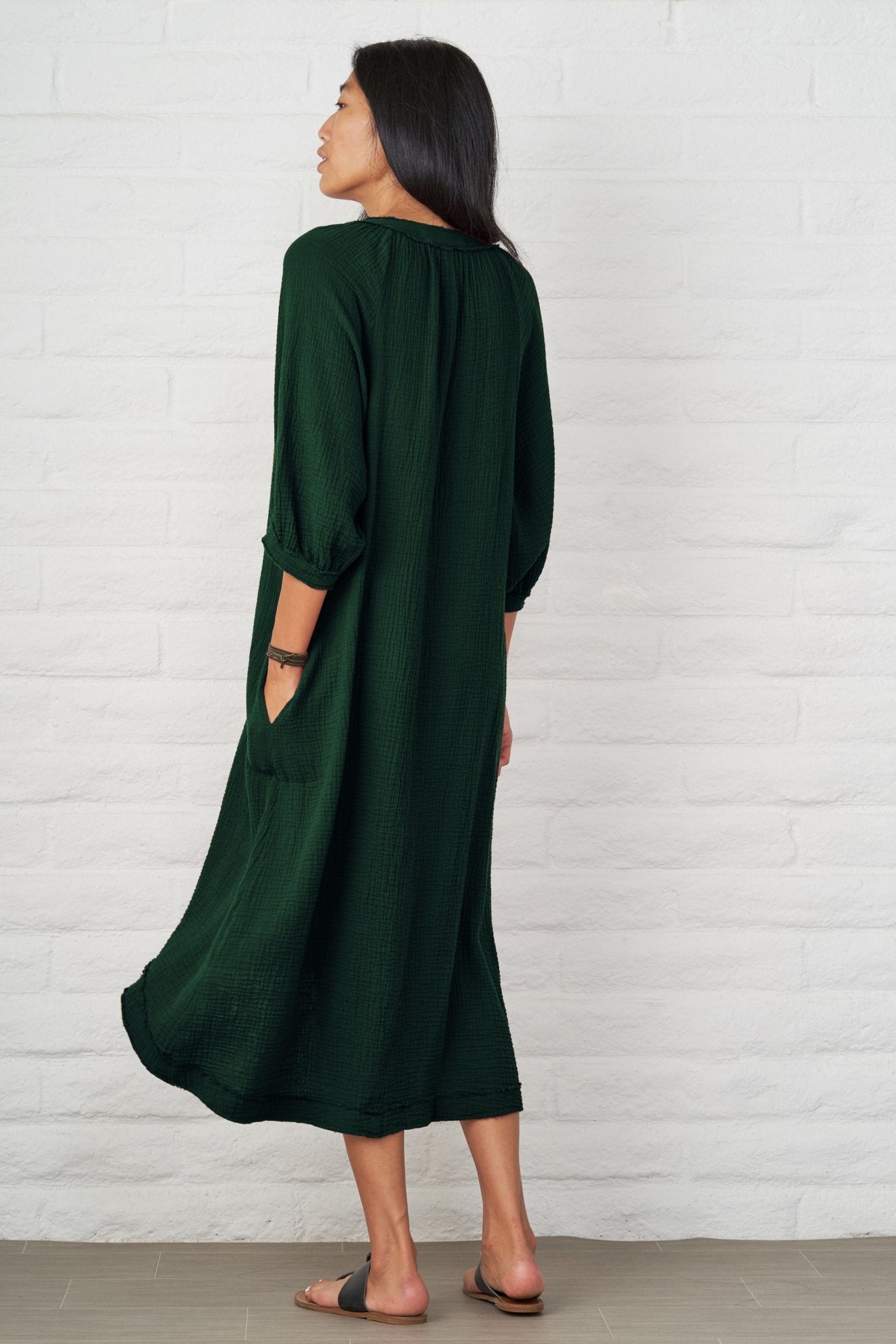 Forest Gauze Dress with Pockets - ocean+main