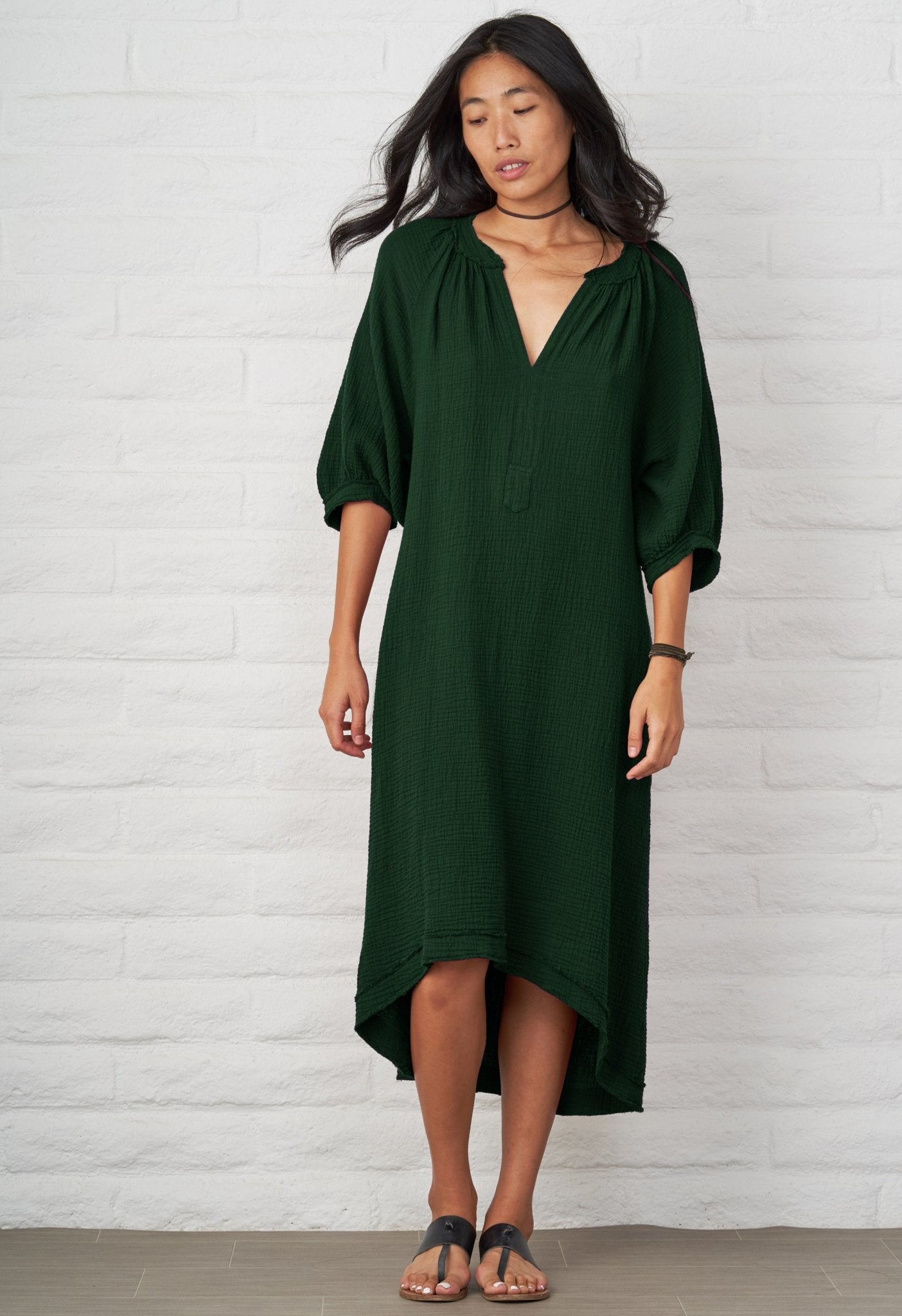 Forest Gauze Dress with Pockets - ocean+main