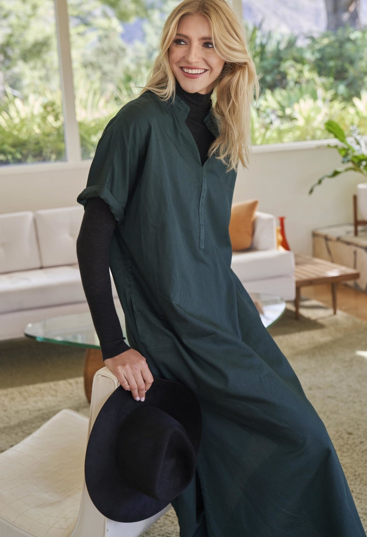 Forest Long Cotton Easy Dress - ocean+main