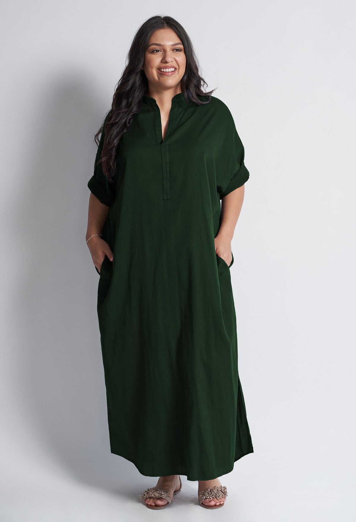 Forest Long Cotton Easy Dress - ocean+main