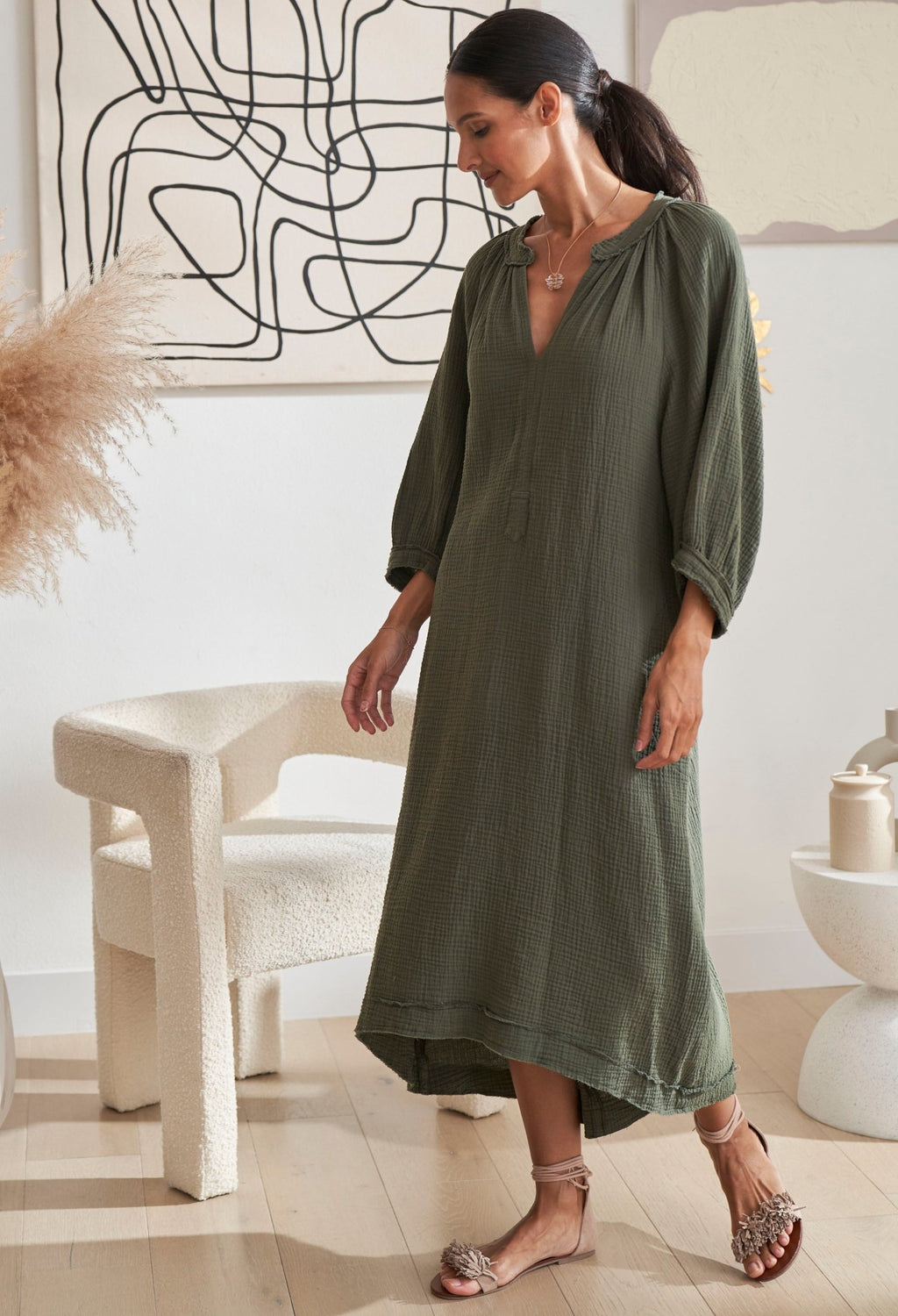 Gauze Dress with Pockets