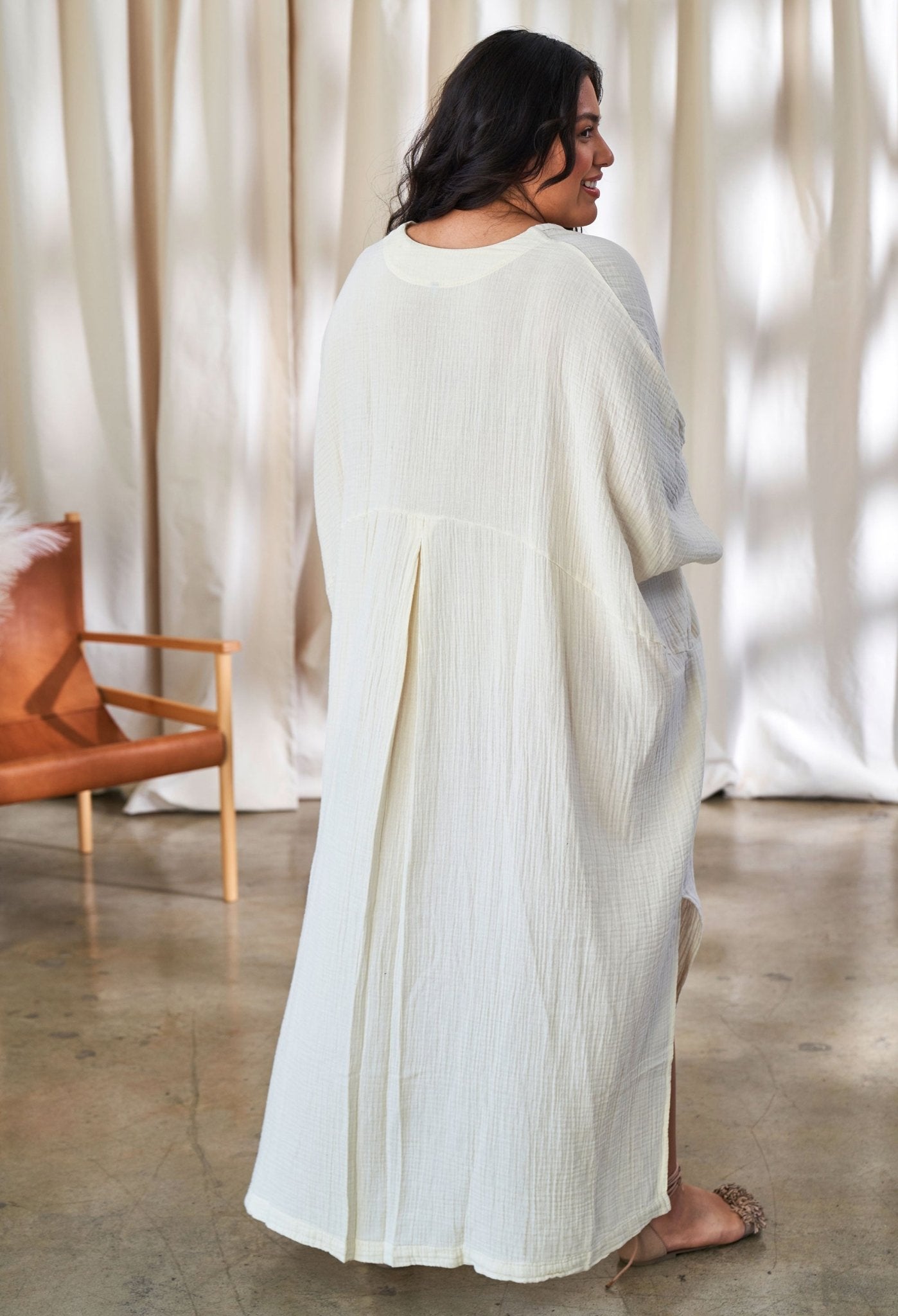 Ivory Cotton Talitha Gauze Caftan - ocean+main