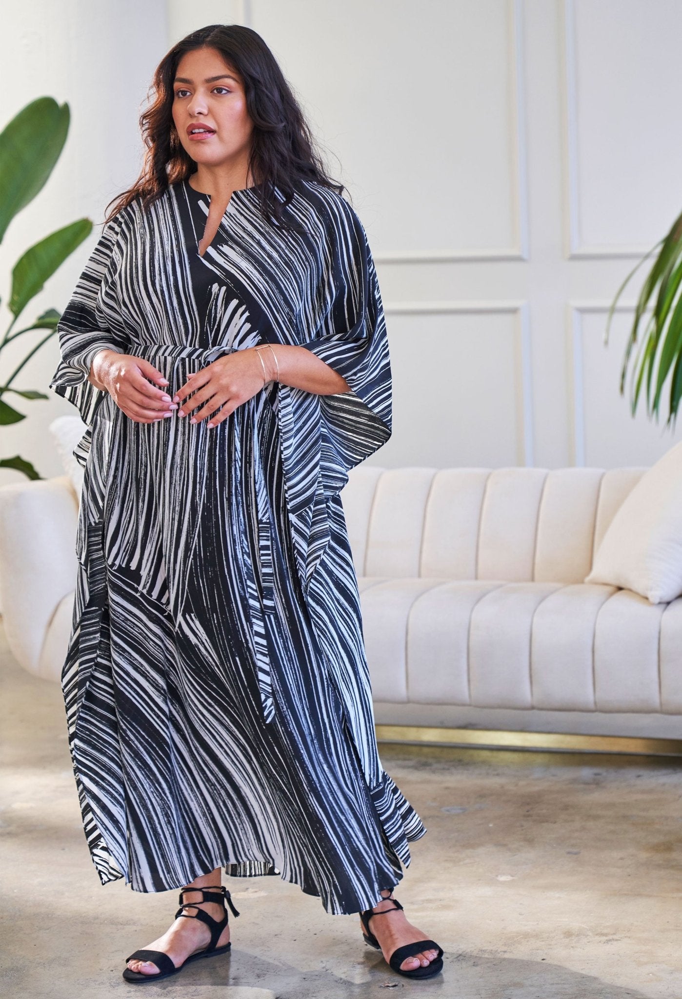 Malaysia Collection: Monsoon Print Long Silk Caftan - Few Made! - ocean+main