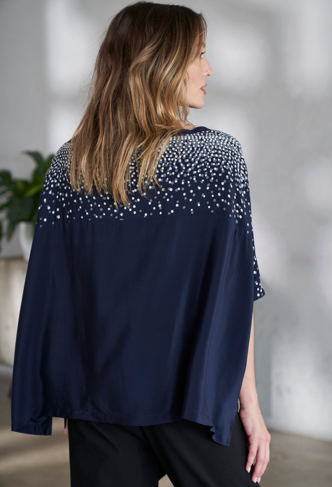 Malaysia Collection - Navy Stardust Silk Square Top - Very Limited Edition - ocean+main