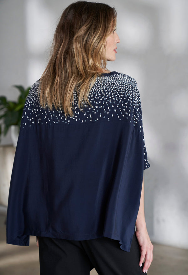 Malaysia Collection - Navy Stardust Silk Square Top - Very Limited Edition - ocean+main