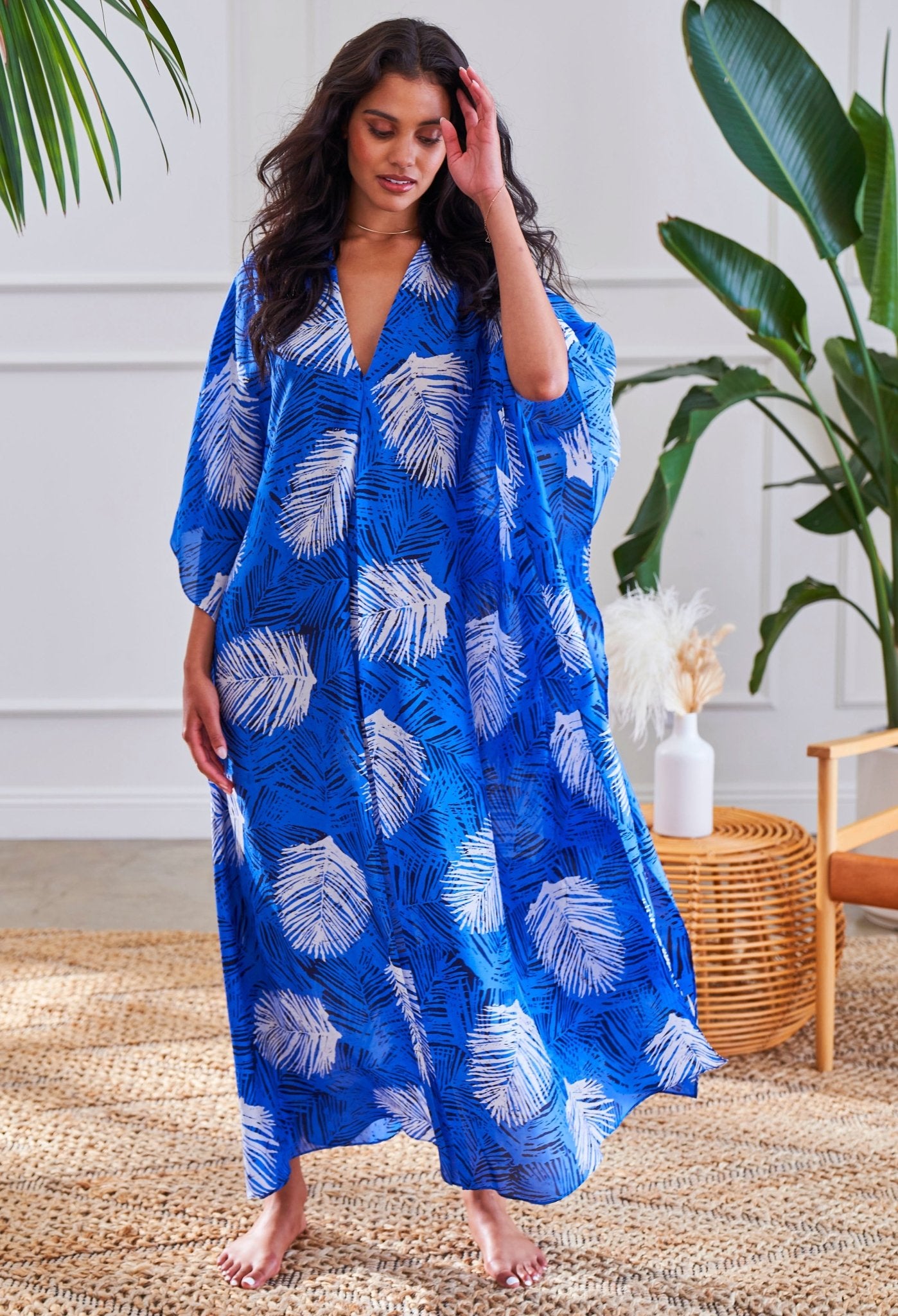 Malaysia Collection: Paradiso Fern Long Silk Caftan - Few Made! - ocean+main