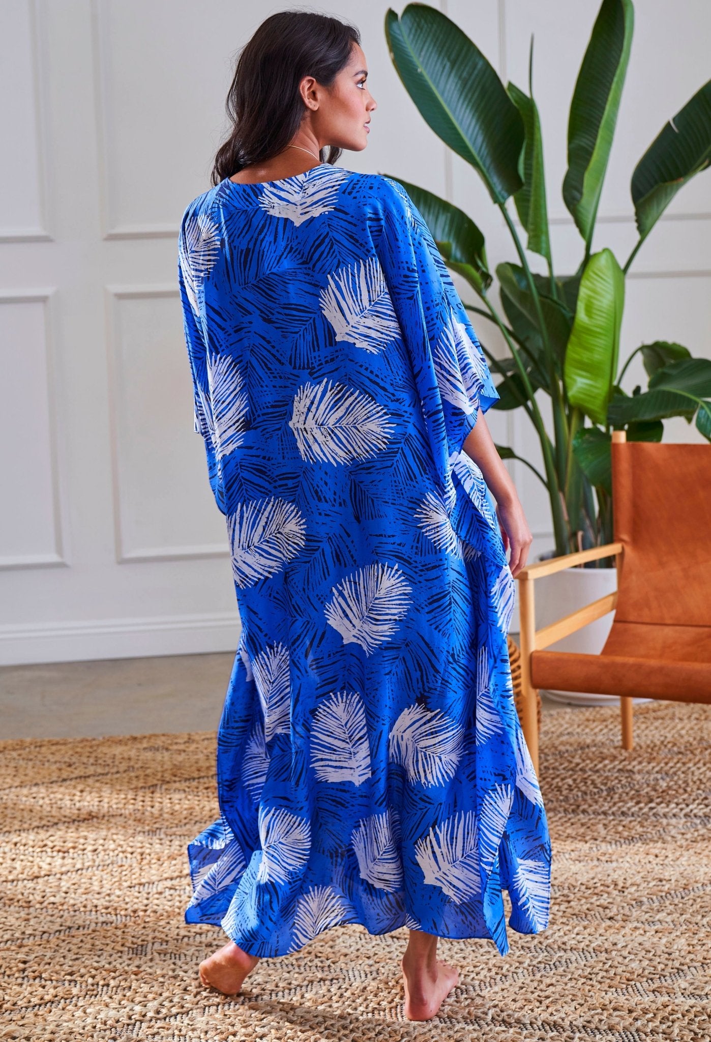 Malaysia Collection: Paradiso Fern Long Silk Caftan - Few Made! - ocean+main