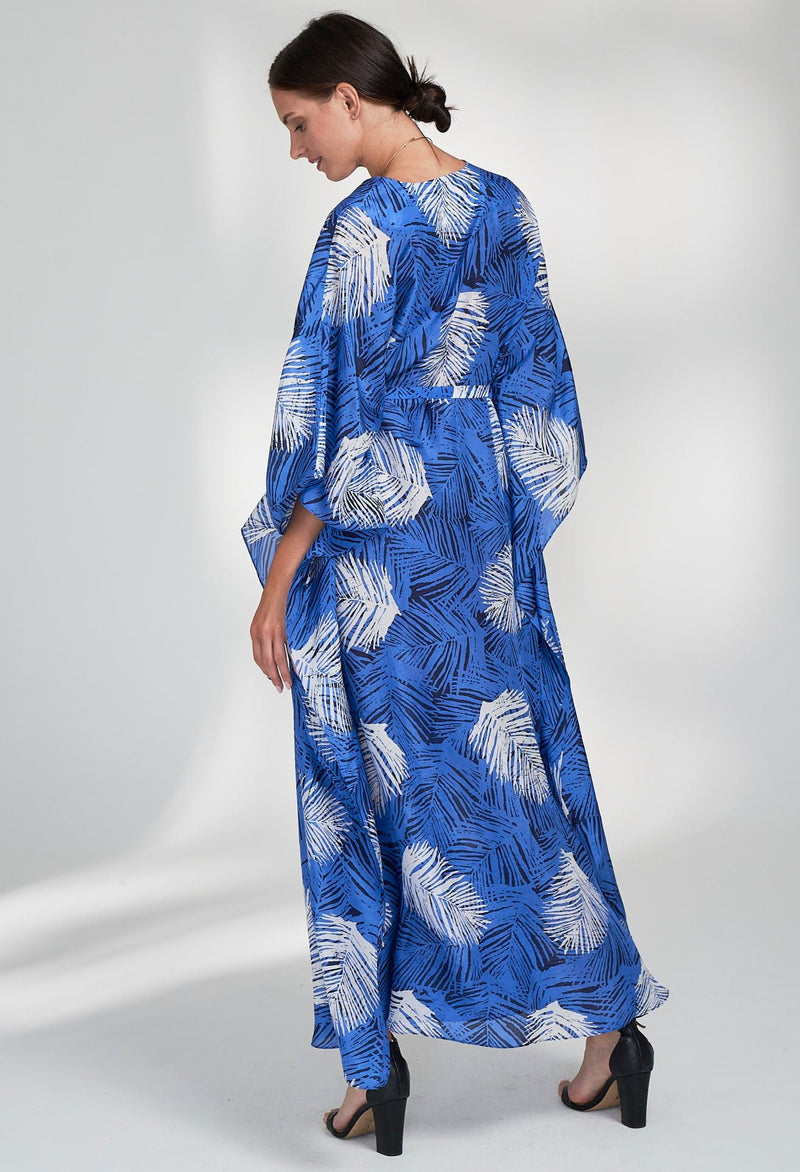 Malaysia Collection: Paradiso Print Belted Long Silk Caftan - Few Made! - ocean+main
