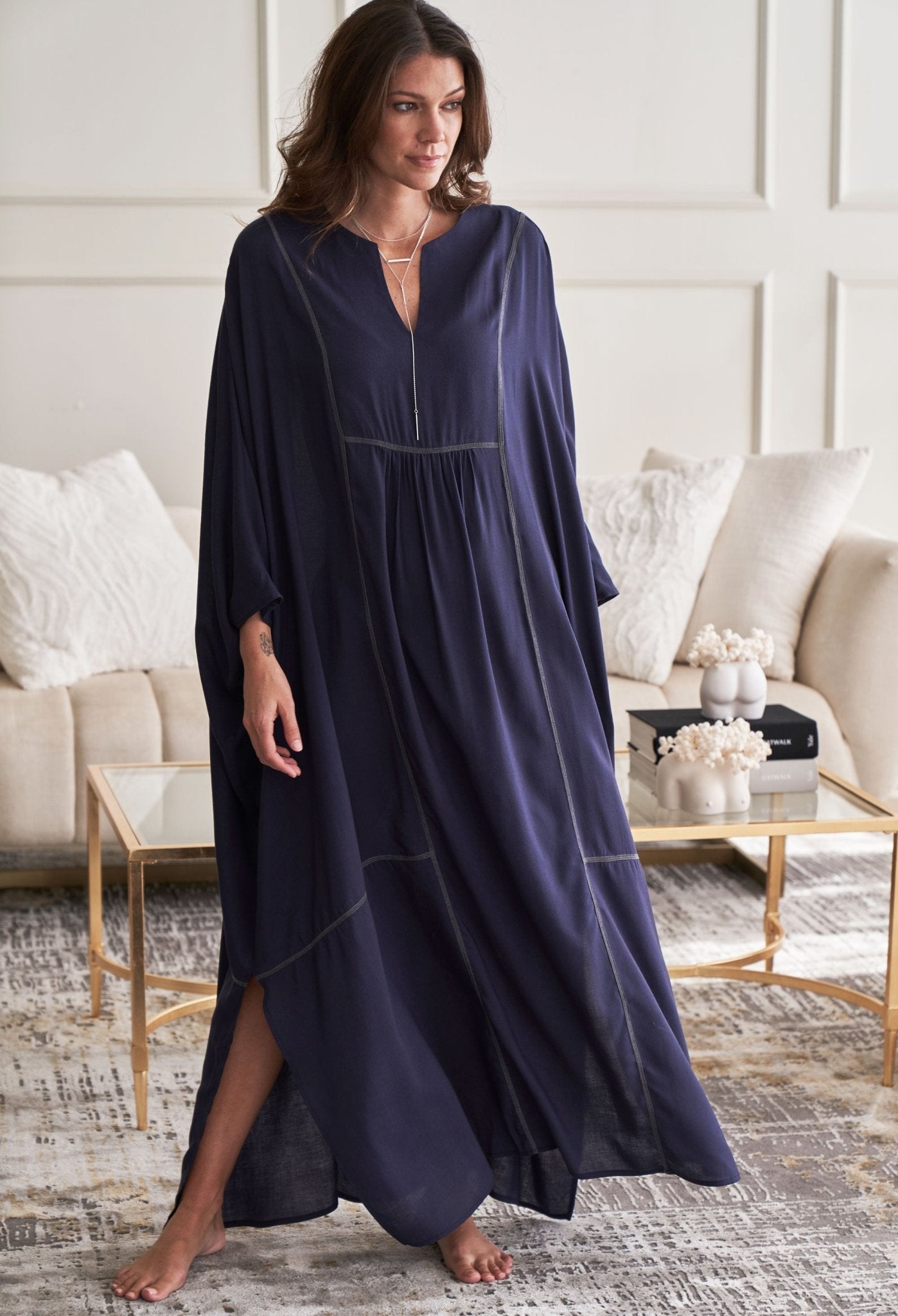 Navy Ashbury Bib Caftan - Sale - ocean+main