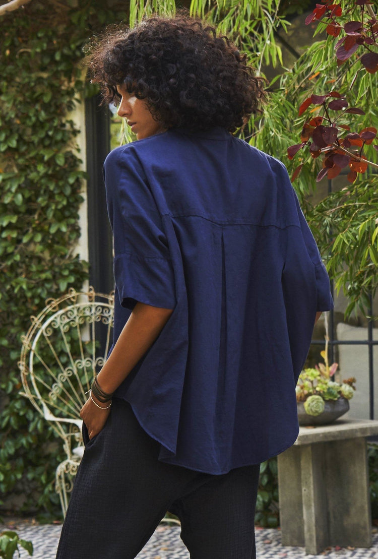 Navy Cotton Easy Shirt - ocean+main