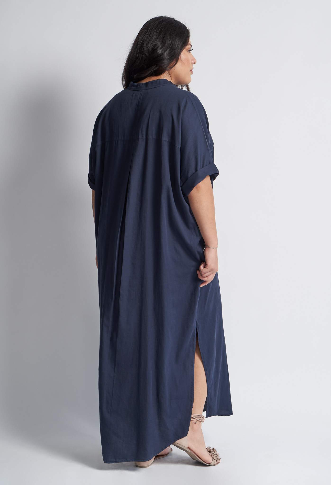 Navy Cotton Long Easy Dress - ocean+main