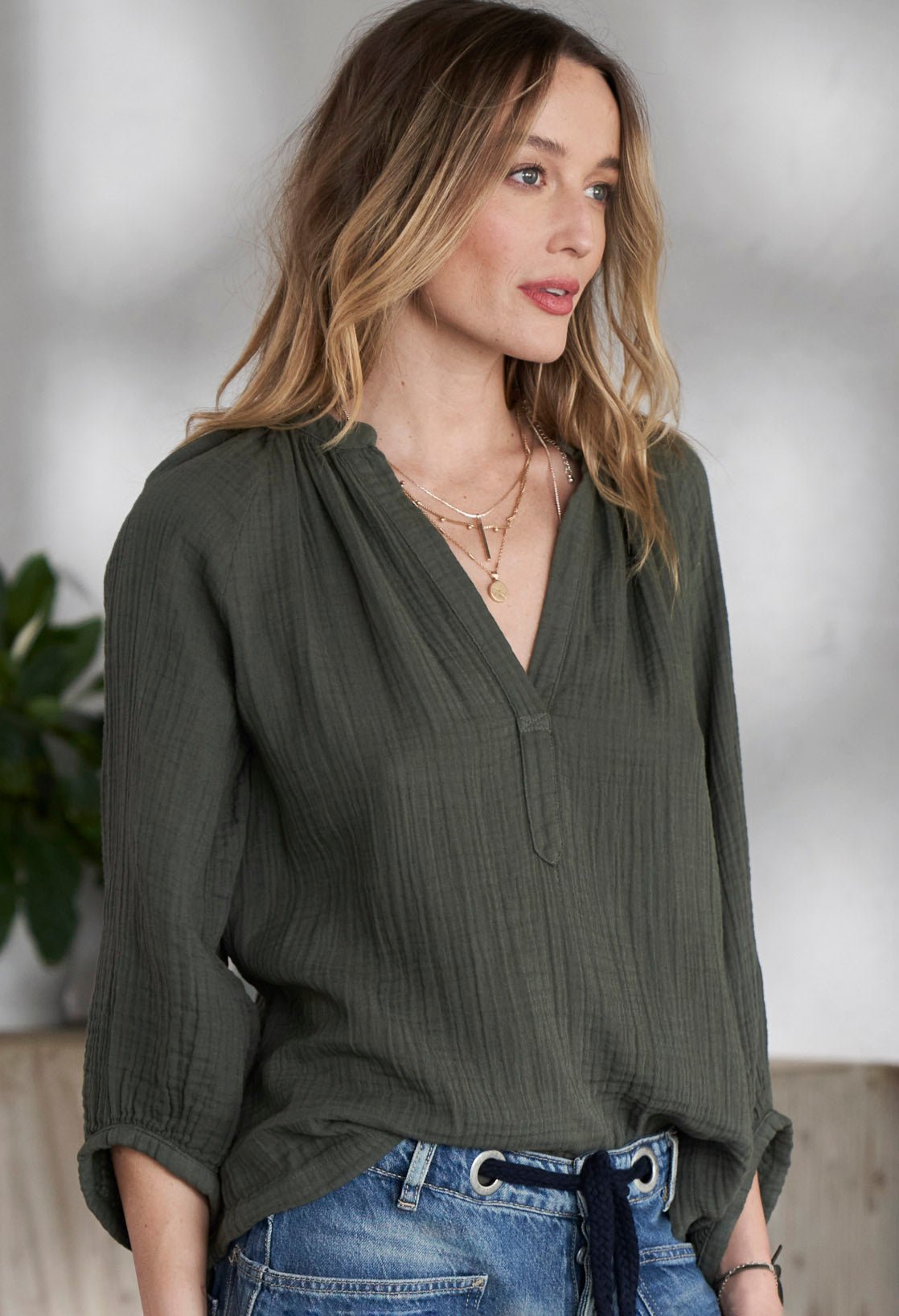 Sage Gauze Top