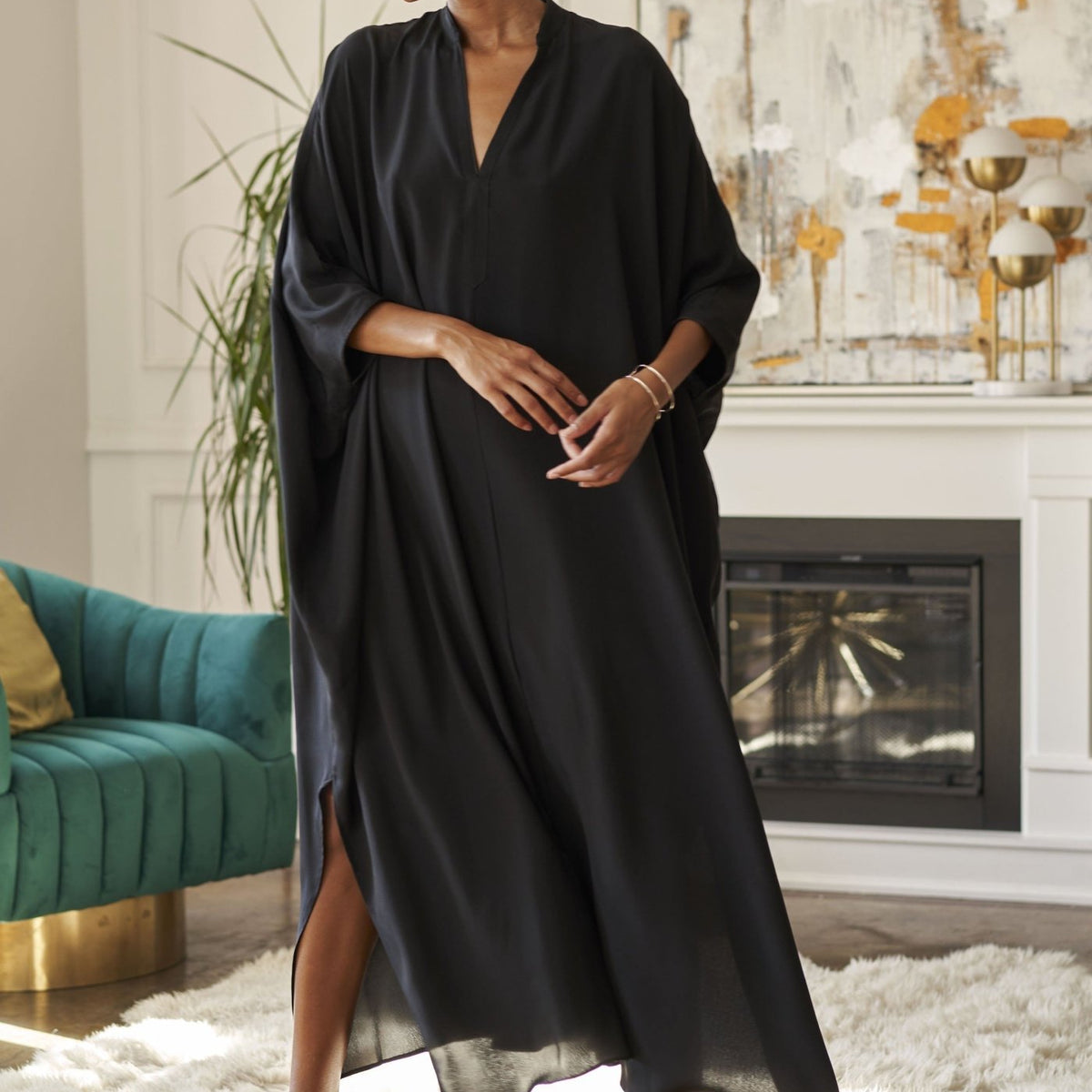 Ocean+Main | Talitha Silk Caftan - Long Caftan Dress for Women s/xl Ocean+Main | Talitha Silk Caftan - Long Caftan Dress for Women s/xl