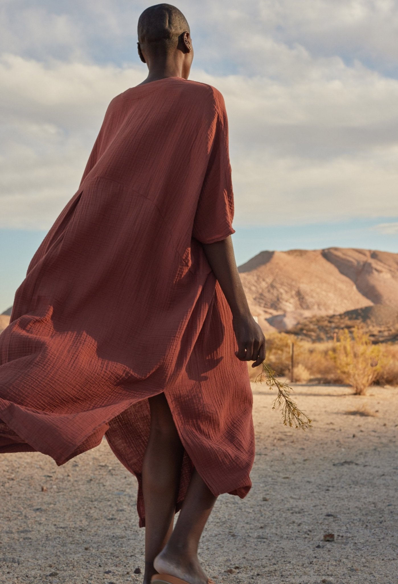 Terracotta Cotton Talitha Gauze Caftan - ocean+main