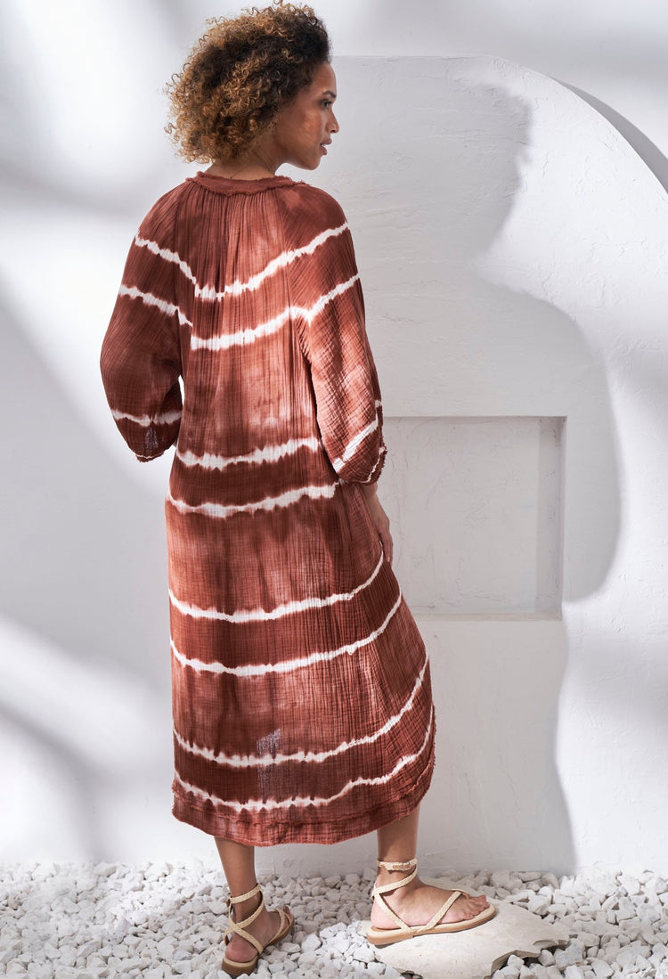 Terracotta Halo Gauze Dress with Pockets - ocean+main