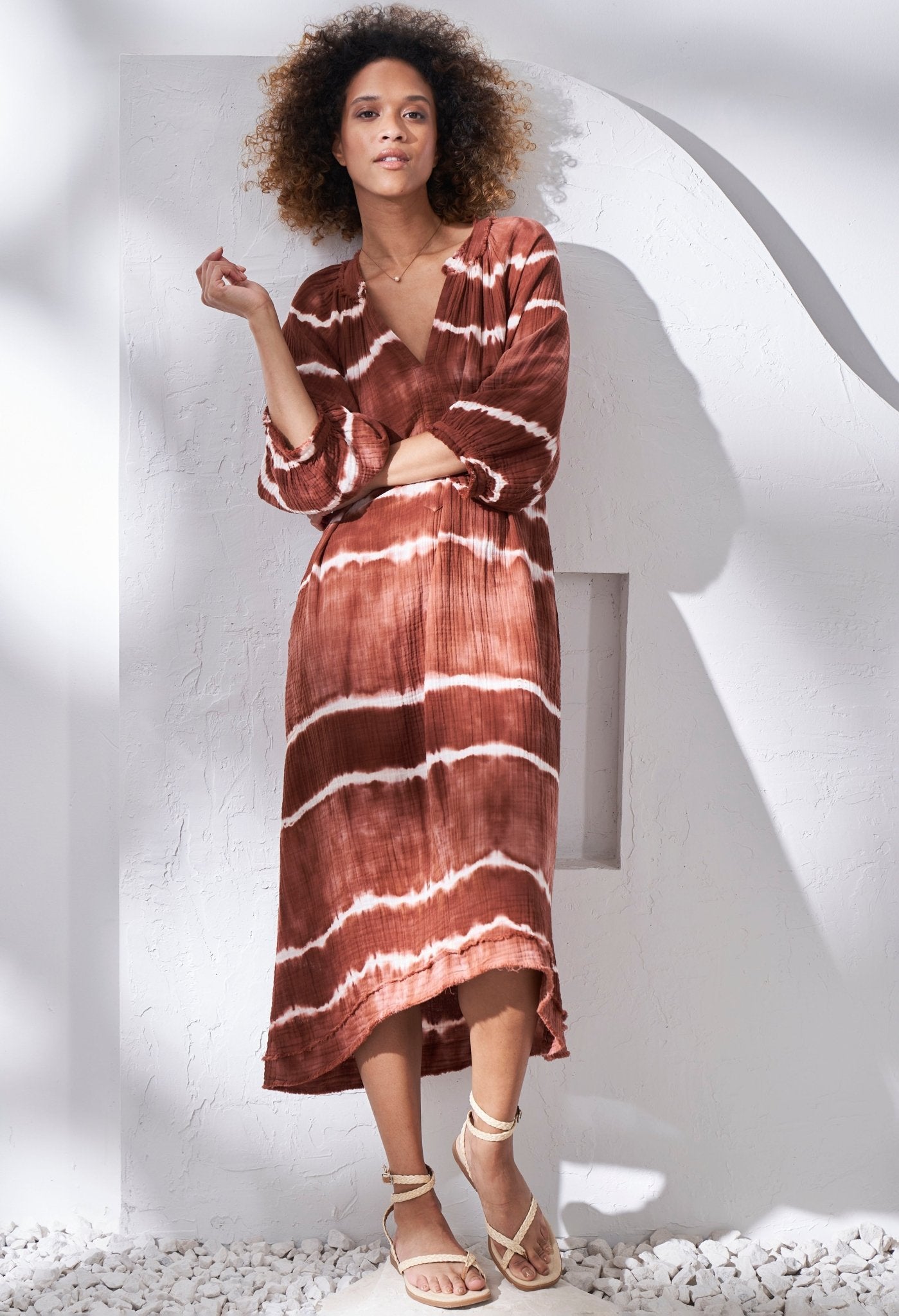 Ocean + Main gauze dress terracotta good s/m