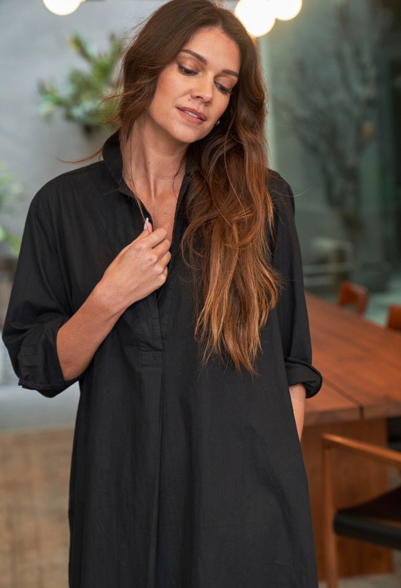 UPCYCLED - Black Cotton Shirt Dress - ocean+main