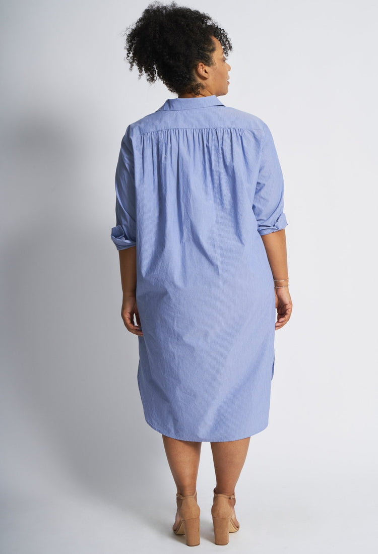 UPCYCLED - Blue Cotton Shirt Dress - ocean+main