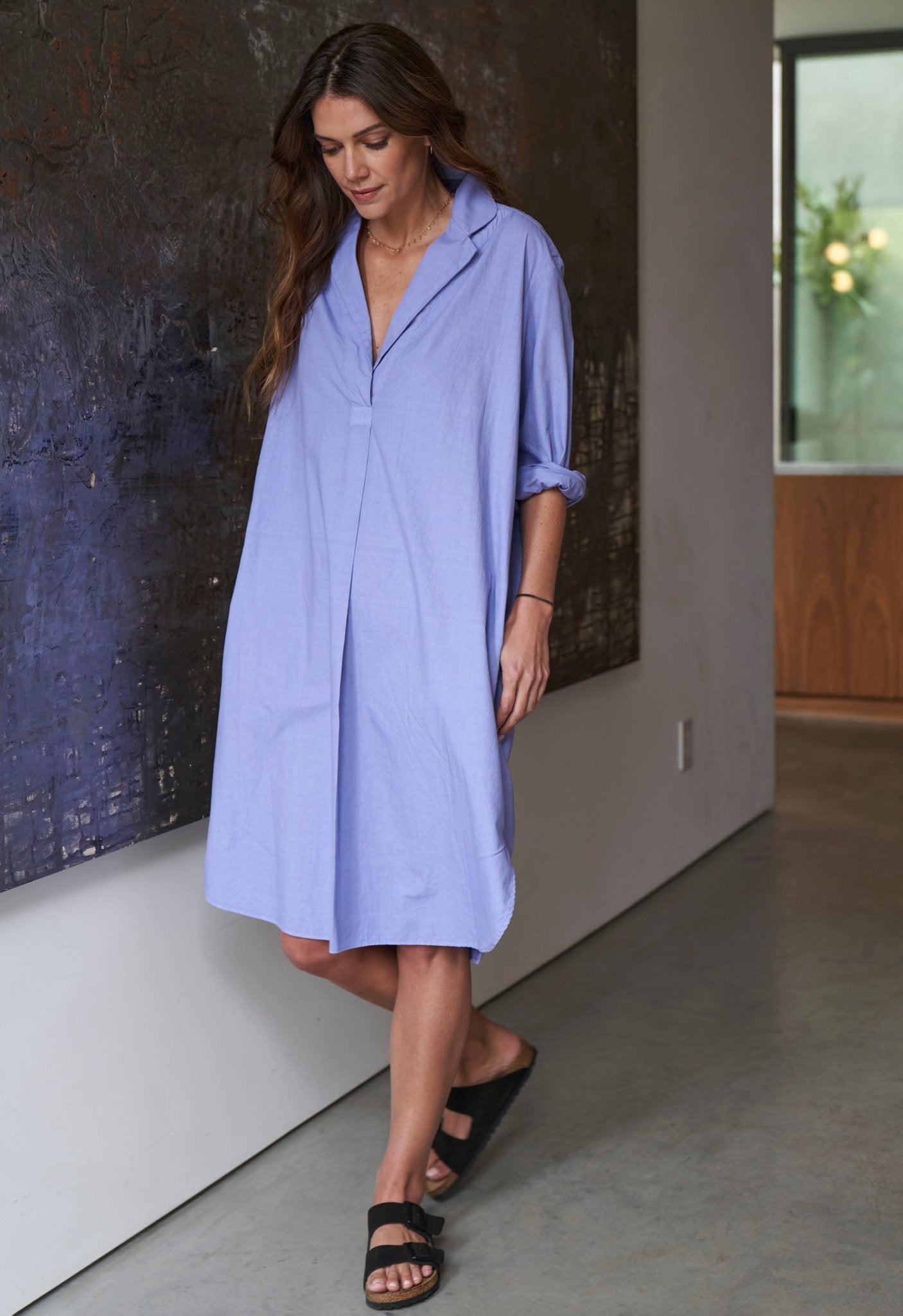 UPCYCLED - Blue Cotton Shirt Dress - ocean+main