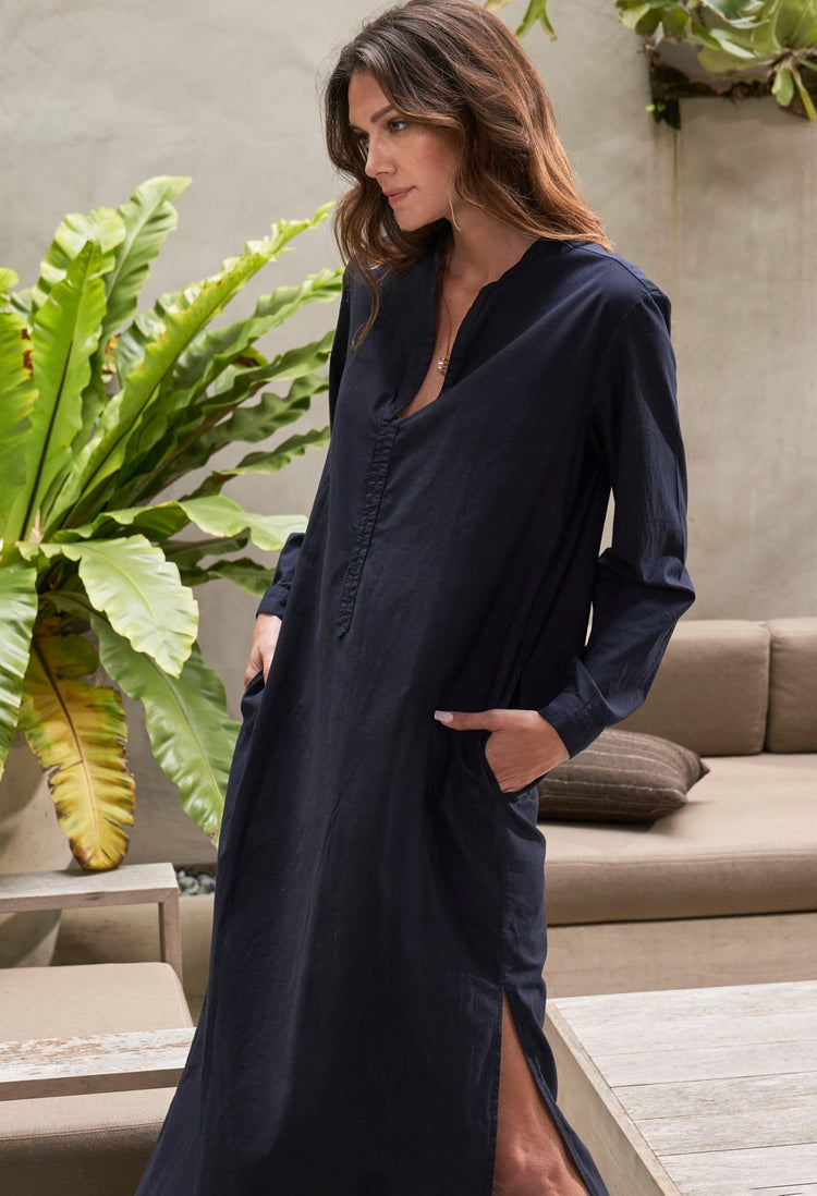 UPCYCLED - Navy Classic Cotton Tunic with Pockets - ocean+main