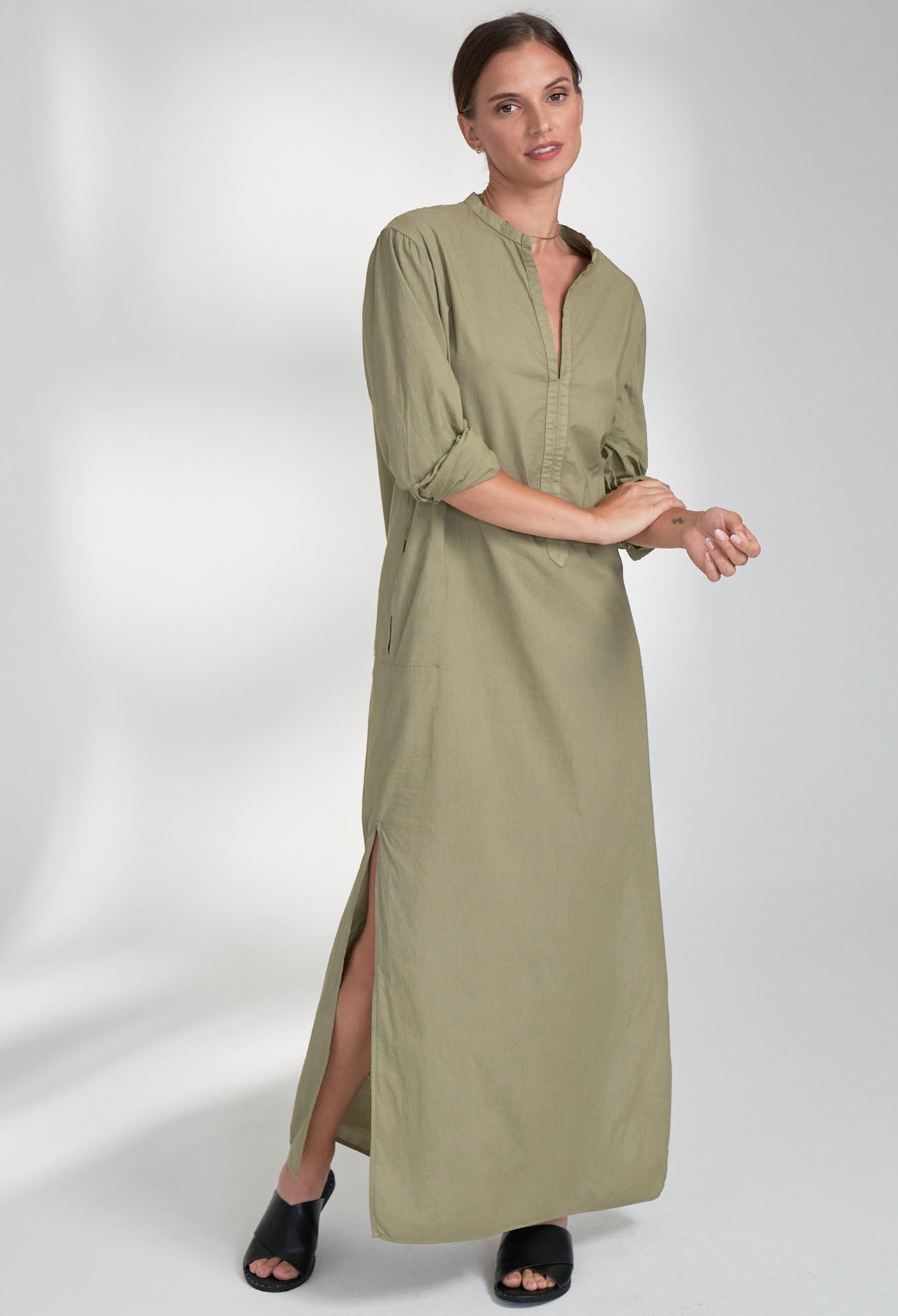 UPCYCLED - Sage Classic Cotton Tunic with Pockets - Sale