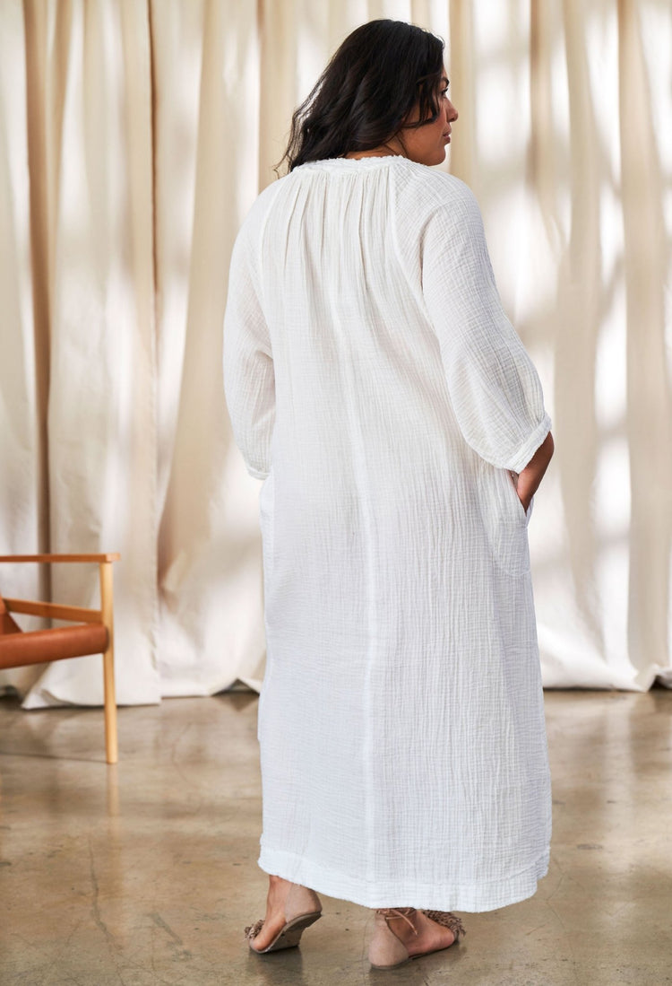White Gauze Dress with Pockets - ocean+main