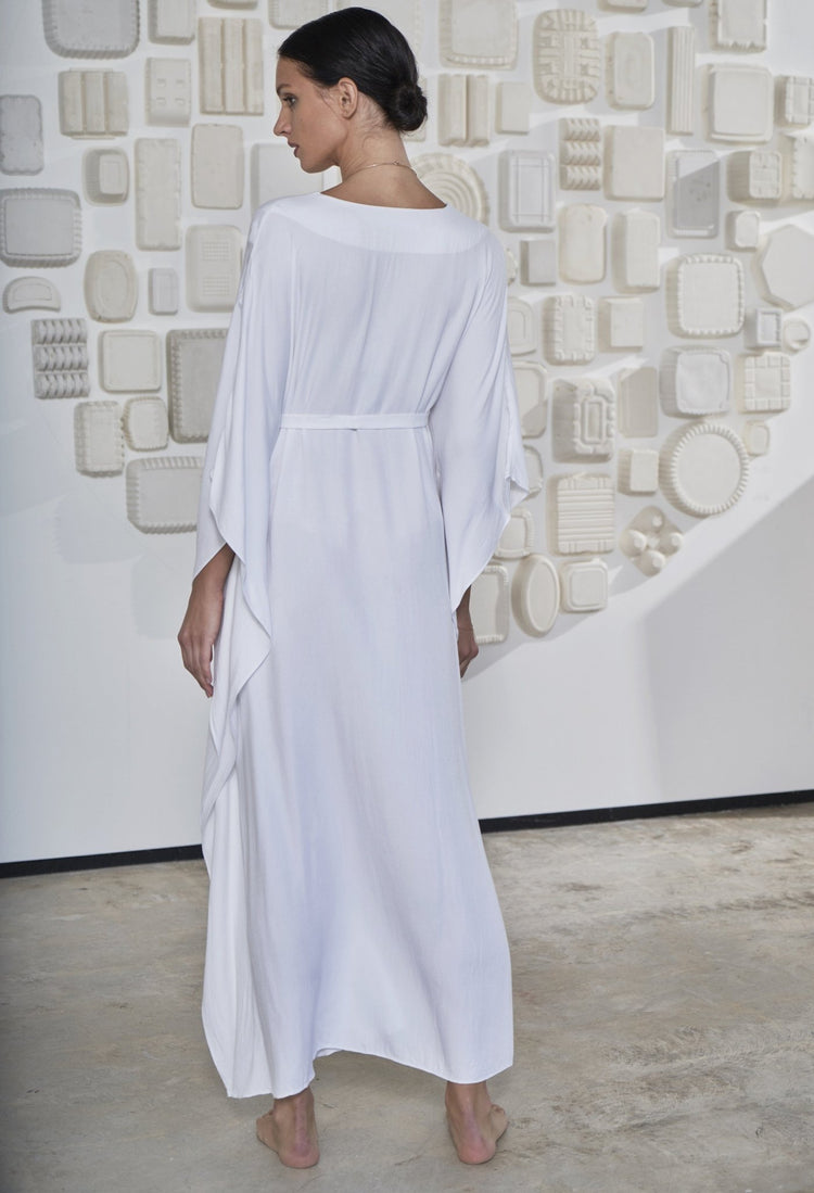 White Long Cupro Caftan - ocean+main